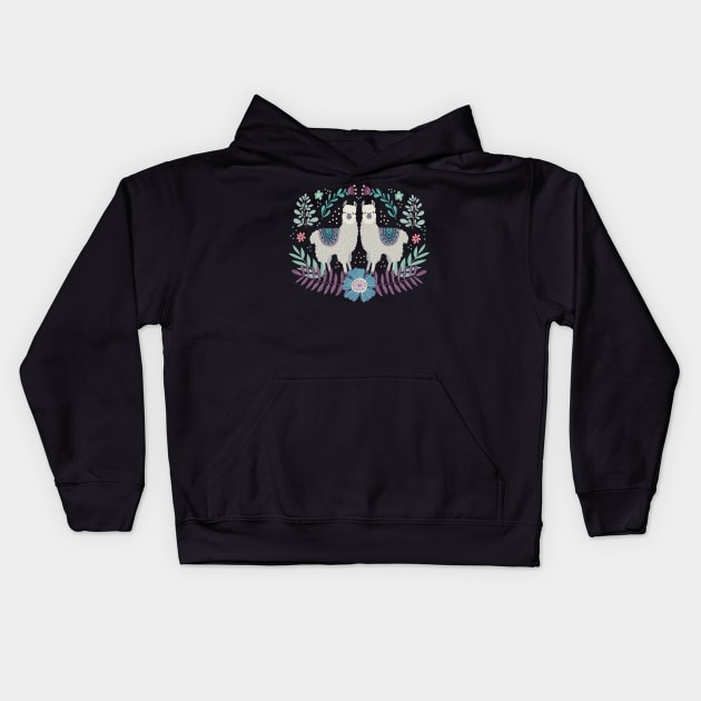 Llamas twin doodle hand drawn Kids Hoodie by Mako Design 